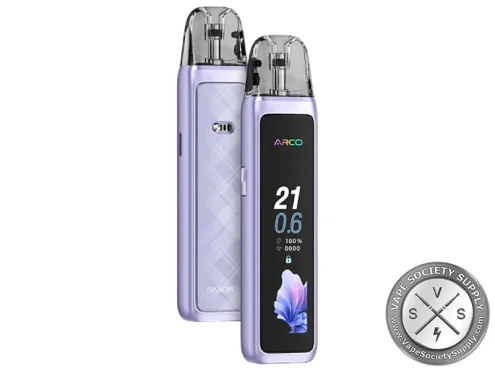 Two SMOK ARCO Max pod systems in Pale Purple, back and front