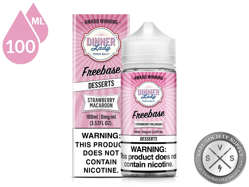 Strawberry Macaroon by Dinner Lady 100ml bottle and box
