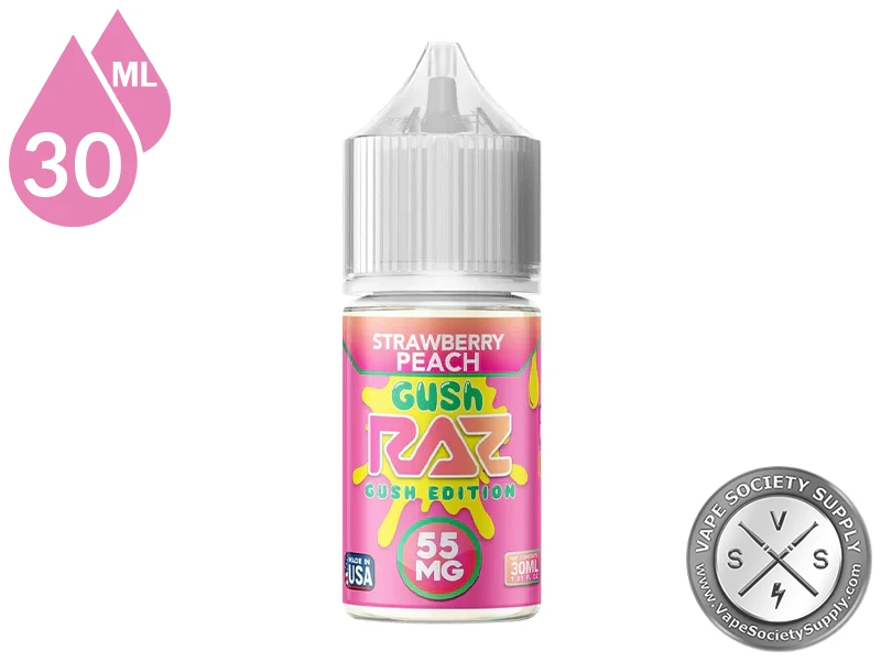 Strawberry Peach Gush Pod Juice x RAZ Salt 30ml bottle