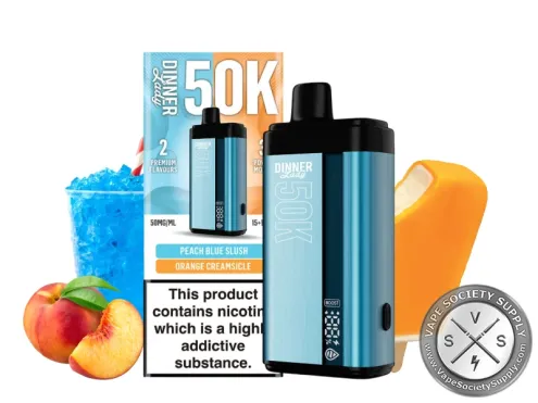 Dinner Lady 50K Puff Disposable Peach blue slushie ORange cReamsicle