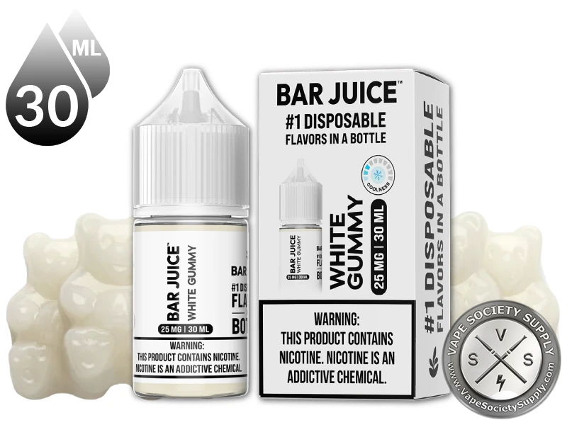 White Gummy by Bar Juice Salt 30ml bottle and box with white gummy bears