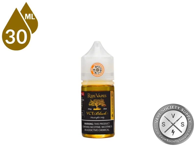 VCT Black by Ripe Vapes Handcrafted Saltz 30ml bottle