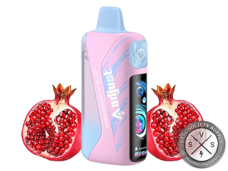 Adjust MyRusher 40K Pomegranate Blast disposable vape with halved pomegranates