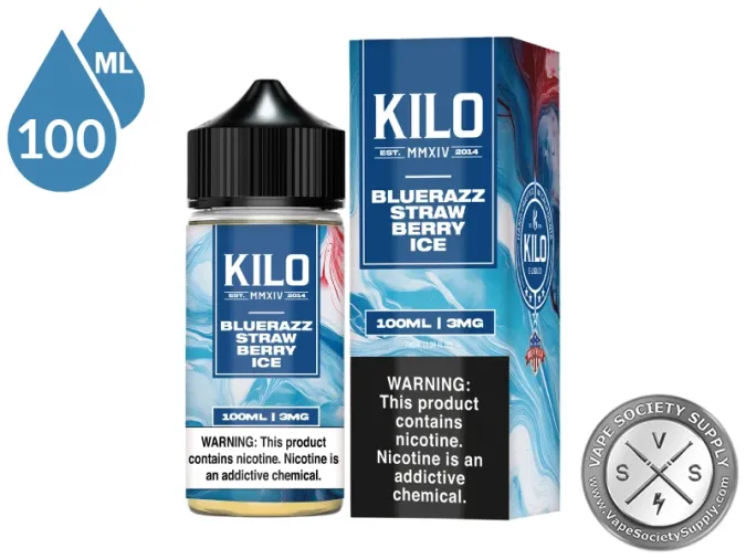 Blue Razz Strawberry Ice by Kilo 100ml bottle and box