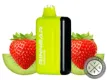 RINNBAR 50K Strawberry Kiwi disposable vape in lime green, next to strawberries and kiwi slices