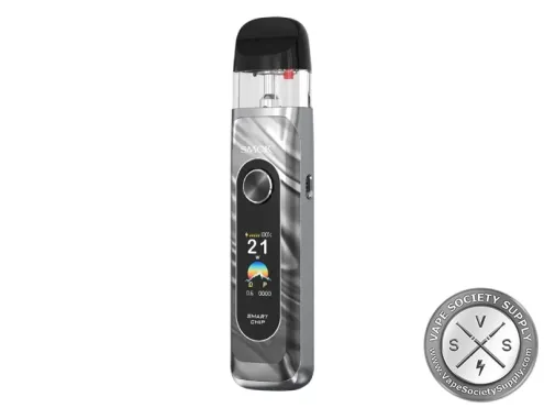 SMOK Novo 6 pod system in Silver: a silver and white swirl finish