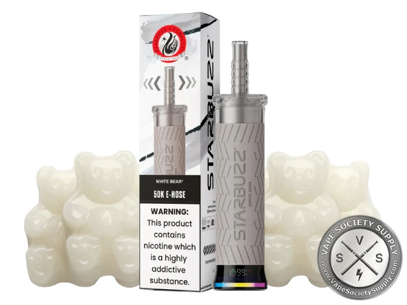 Starbuzz 50K E-Hose White Bear disposable vape and box with white gummy bears