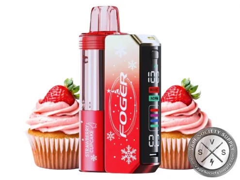 Foger Switch Pro 30K Kit Strawberry Cupcake: Switch Pro battery with a Strawberry Cupcake pod and strawberry cupcakes