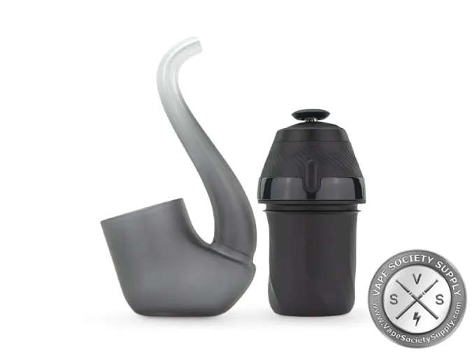Puffco New Proxy Pipe Kit in Onyx: the black base standing beside its glass pipe