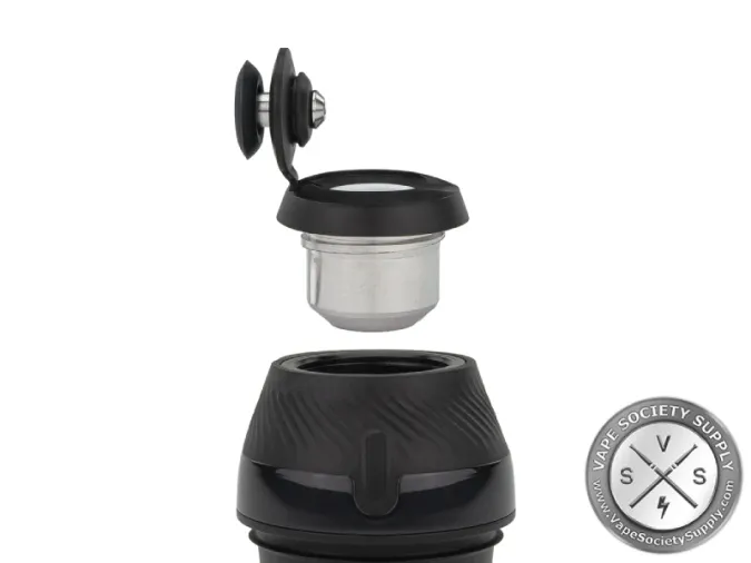 Puffco New Proxy 3D Chamber and Joystick Cap lifted above a black Proxy base