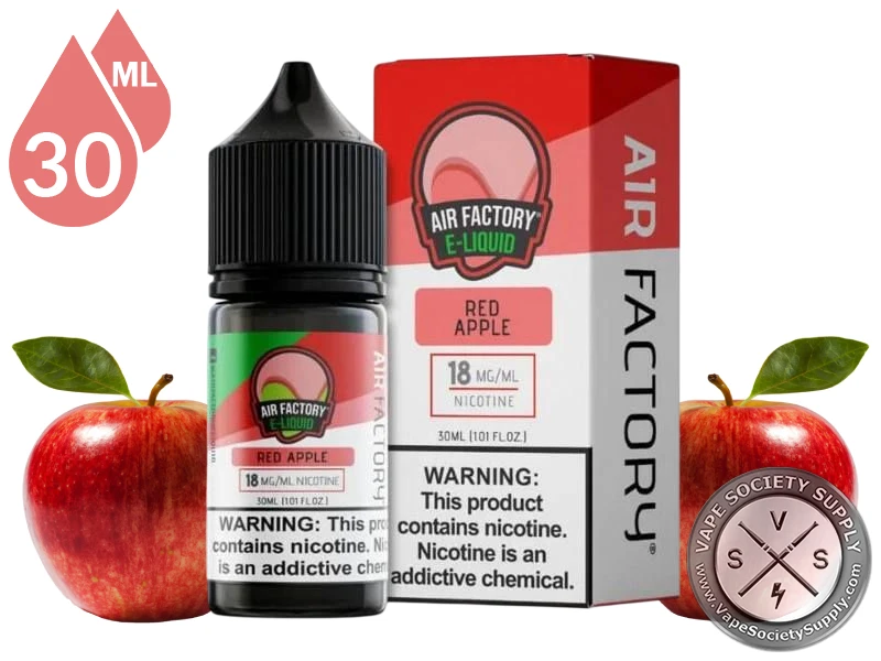 Red Apple by Air Factory Salts 30ml bottle and box with red apples
