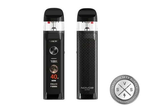 SMOK Novo 6 Ultra pod system in Black: black trim and a black woven-pattern back
