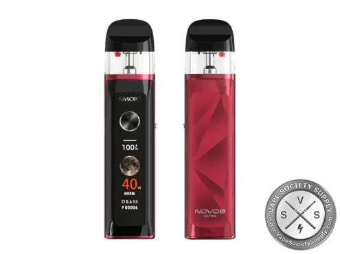 SMOK Novo 6 Ultra pod system in Red: red trim and a red faceted back