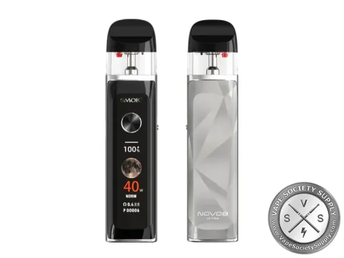 SMOK Novo 6 Ultra pod system in Silver: silver trim and a silver faceted back