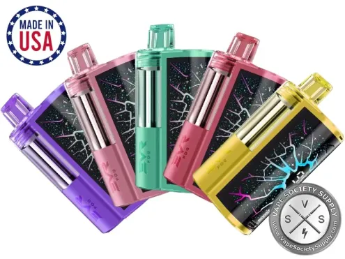 Five EVR Fog 100K kits in different colors with a Made in USA badge