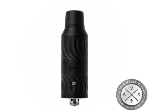 Hyrise 510 dry herb atomizer in black, with a ridged body and a 510 connection