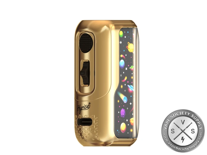 Gold Hyrise Mycro 510 Battery at an angle, showing its side