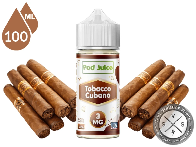 Tobacco Cubano Pod Juice 100ml bottle with cigars