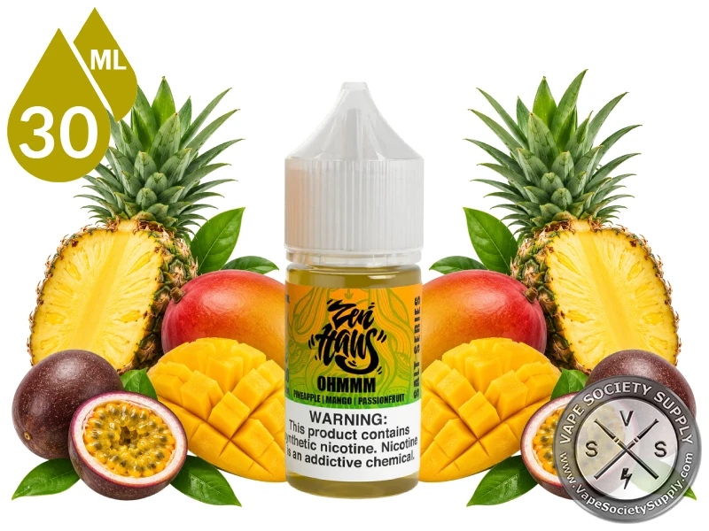 Ohmmm by Zen Haus Salt 30ml bottle with pineapples, mangoes and passion fruit