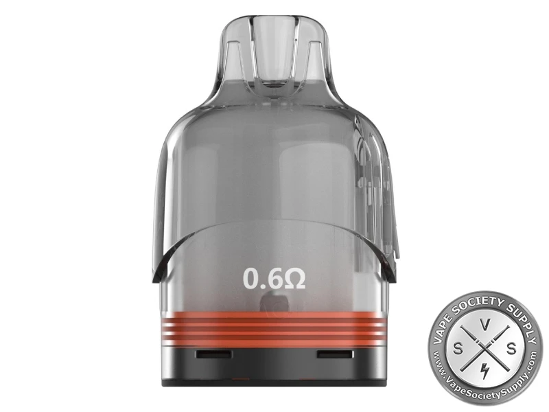Tinted grey SMOK VOLLE pod printed 0.6Ω with an orange-red ring