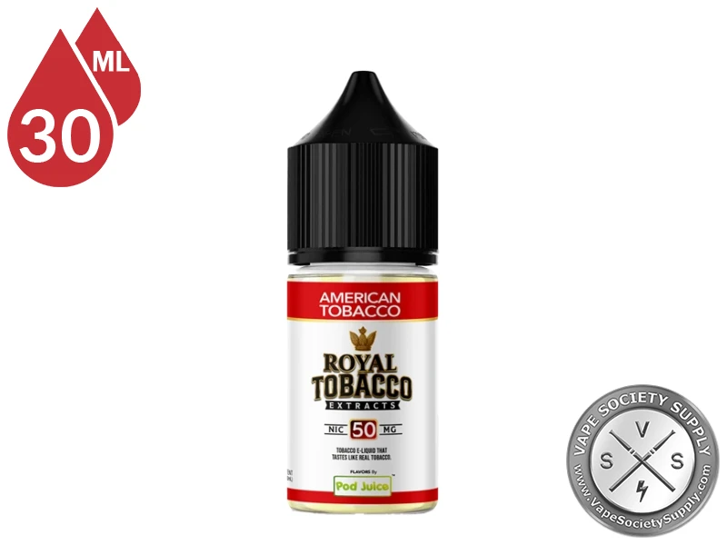 American Tobacco Royal Tobacco Salt 30ml bottle with a red flavor band on a white background