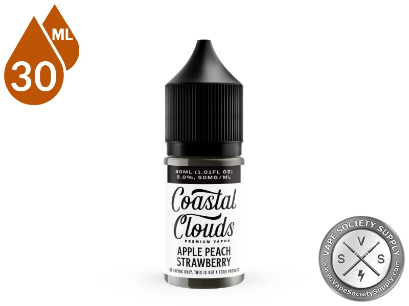 Apple Peach Strawberry Coastal Clouds Salt 30ml bottle