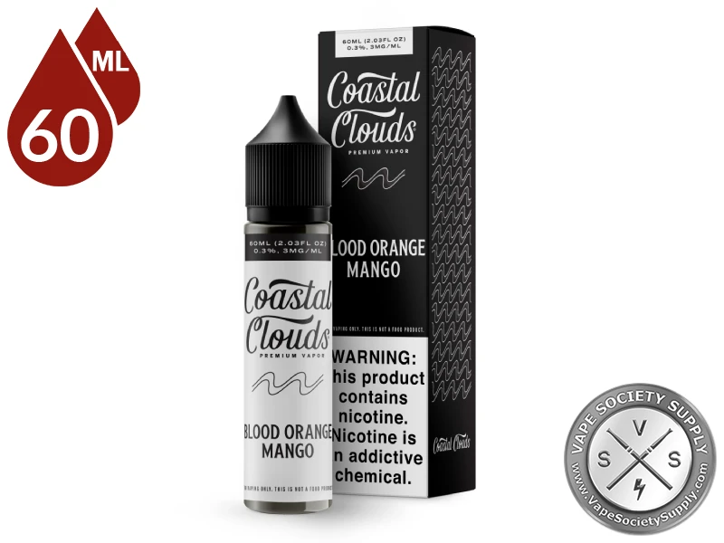 Blood Orange Mango Coastal Clouds 60ml bottle in front of its box