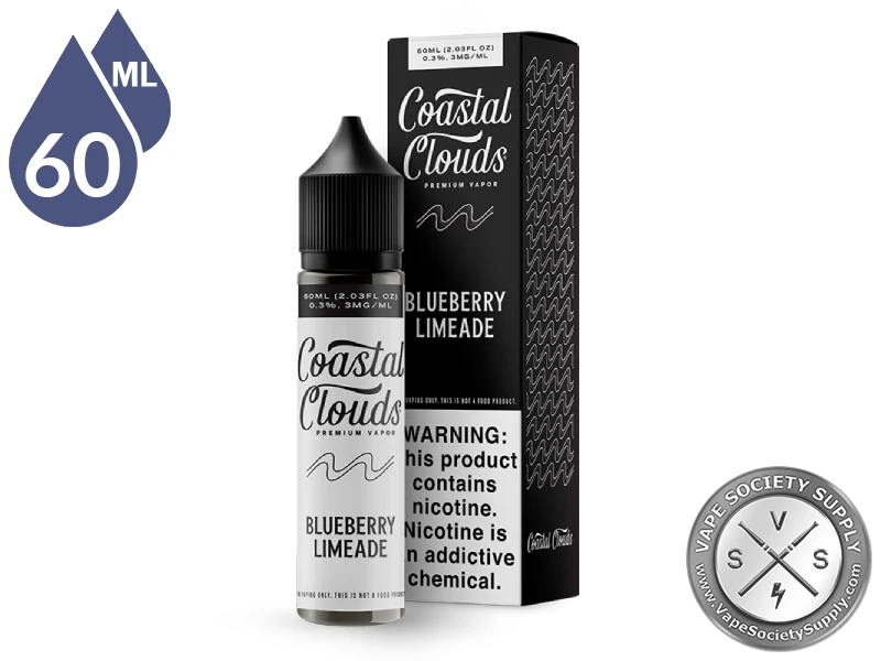 Blueberry Limeade Coastal Clouds 60ml bottle in front of its box