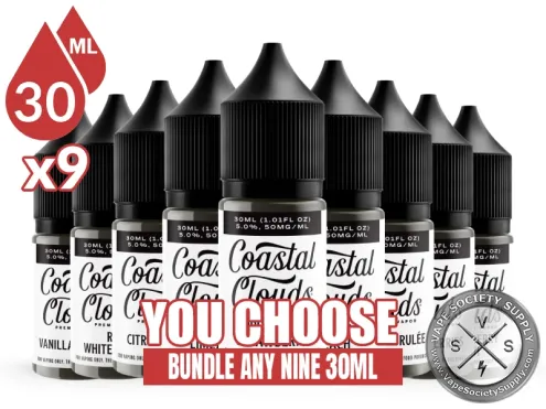 Coastal Clouds Salt Bundle 9x30ml (270ml): 9 bottles with a You Choose banner