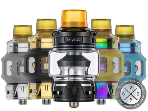 Uwell Valyrian IV tanks in Stainless Steel, Pure Gold, Glossy Black, Neon Rainbow and Sapphire Blue