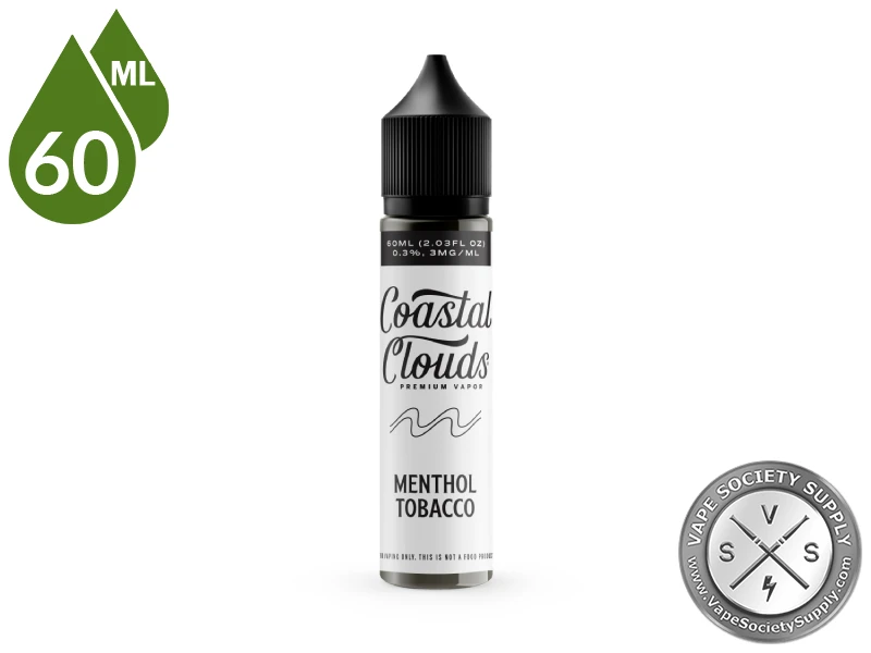 Menthol Tobacco Coastal Clouds 60ml bottle, front label