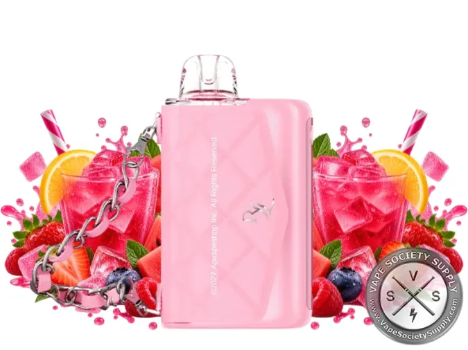 RAZ x RYL VUE 70K Pretty in Pink disposable kit with pink iced lemonade, strawberries, raspberries and orange slices