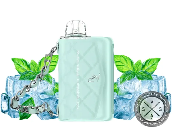 RAZ x RYL VUE 70K Icy Mint disposable kit with mint leaves and ice cubes