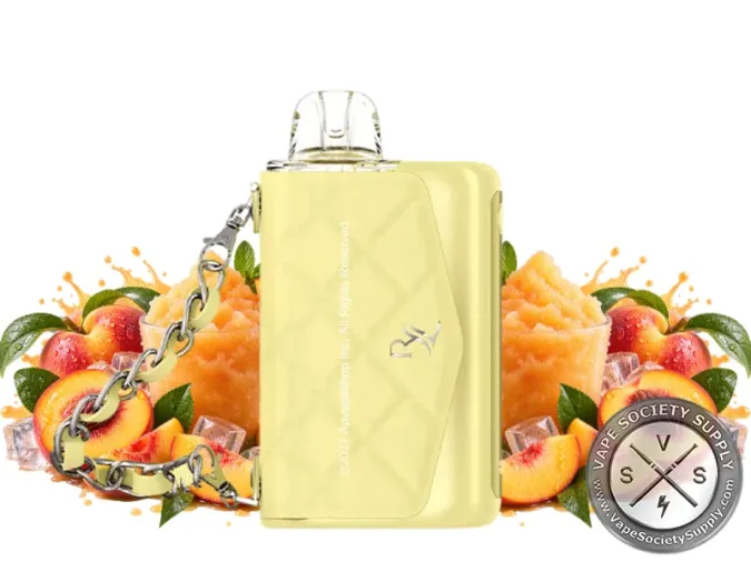RAZ x RYL VUE 70K Peach Slush disposable kit with peaches, peach slush cups and ice