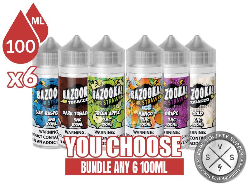Bazooka Sour Straws Bundle 6 100ml (600ml)