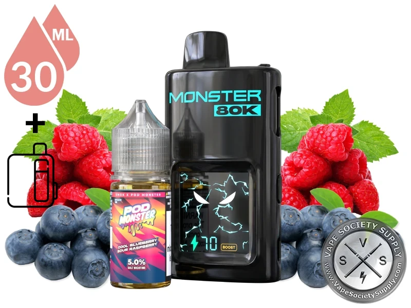 Pod Monster x SMOK 80K Refillable Disposable Cool Blueberry Sour Raspberry