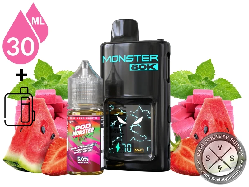 Pod Monster x SMOK 80K Refillable Disposable Cool strawberry watermelon Bubblegum