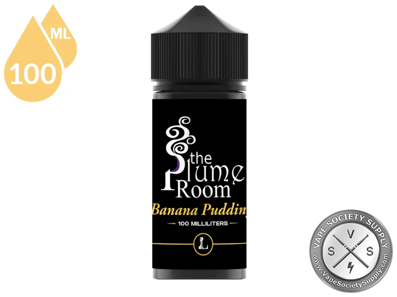 Banana Pudding The Plume Room e-liquid bottle and retail packaging