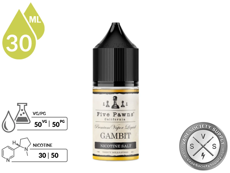 Five Pawns nicotine salt bottle and product details