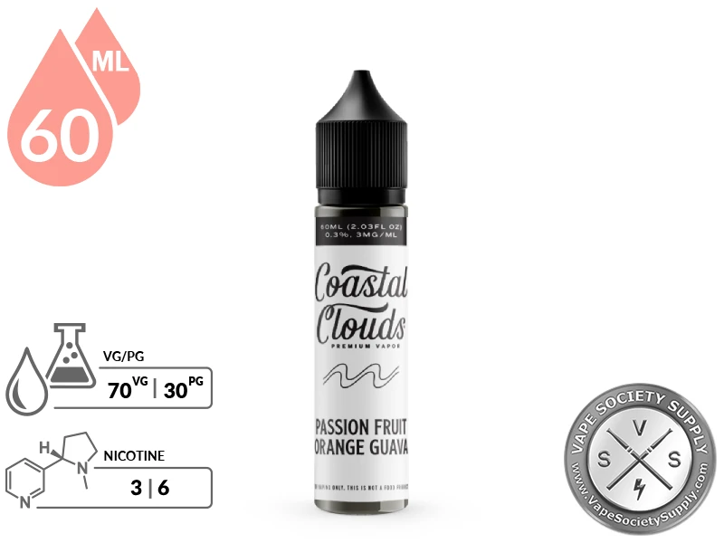 Coastal Clouds e-liquid bottle and product details