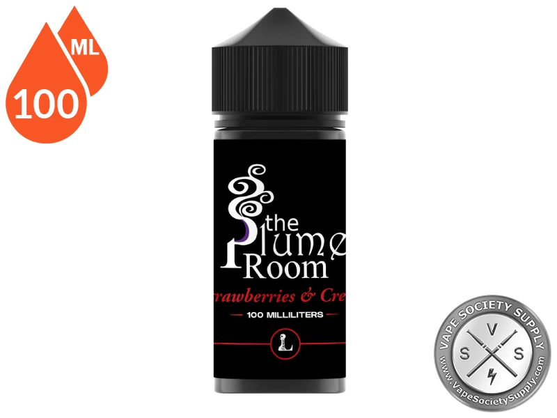 Strawberries & Cream The Plume Room e-liquid bottle and retail packaging