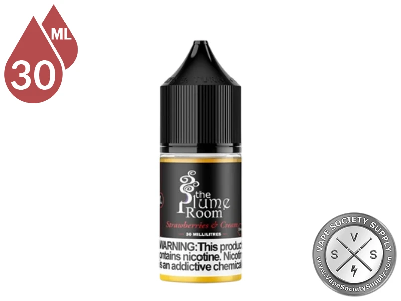 Strawberries & Cream The Plume Room Salt nicotine salt bottle and retail packaging