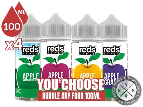 Reds Apple E-Juice By 7 Daze Bundle 4 100ml (400ml)