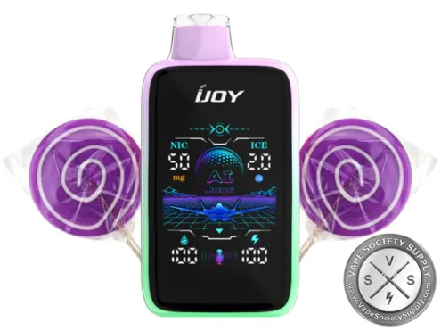 iJoy Uranus Mate 40K Puffs 20ML Disposable Device With Nic + Ice Control & AI Generating Mode Grape Blow Pop