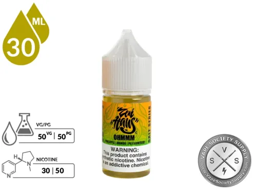 Ohmmm Zen Haus Salt 30ml nicotine salt vape juice with pineapple, mango, and passionfruit flavor.
