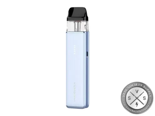 Vaporesso XROS 6 MINI Pod System in Jelly Blue with 1600mAh battery and XROS pod compatibility.