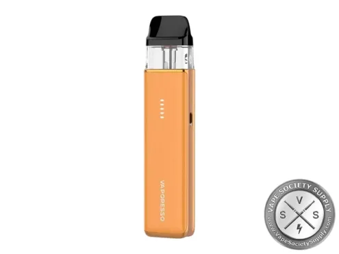 Vaporesso XROS 6 MINI Pod System in Jelly Orange with 1600mAh battery and XROS pod compatibility.