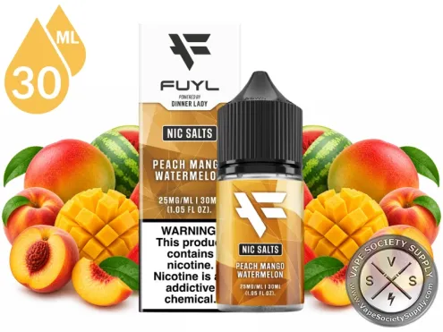 Peach Mango Watermelon FUYL By Dinner Lady Salt 30ml tropical fruit nicotine salt vape juice