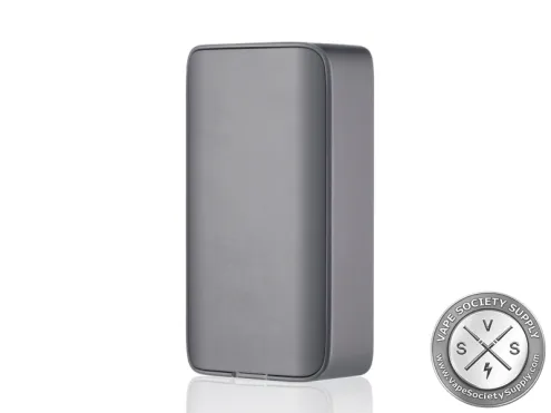 Rear view of the Gunmetal dotMod dotBox 220W V2 with magnetic battery door and engraved dotMod logo.