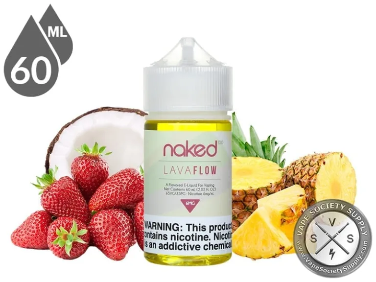 Lava Flow Naked 100 60ml Vape Juice - Tropical Escape with Pineapples, Strawberries, and Coconut Creaminess